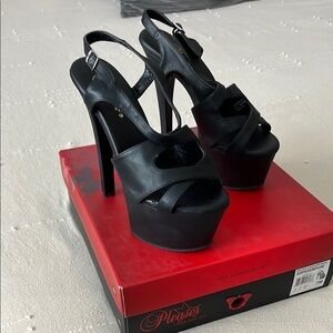 Pleaser Elegant Black Platform Sandals Size 7M